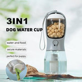 OurPetlly 3-in-1 Portable Dog Water Bottle with Food Container & Waste Bag Dispenser - Built-in Filter