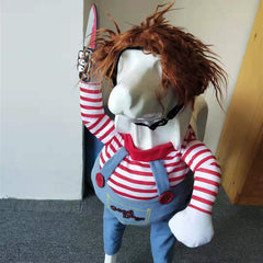 Halloween Dog Costume - Adjustable Scary Horseman Outfit with Wig for Pet Cosplay & Parties