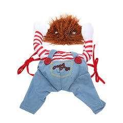 Halloween Dog Costume - Adjustable Scary Horseman Outfit with Wig for Pet Cosplay & Parties