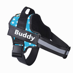 Personalized No-Pull Reflective Dog Harness - Adjustable Breathable Vest with Custom Patch for Small to Large Dogs