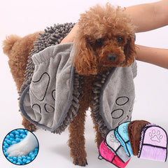 Ourpetlly Super Absorbent Microfiber Pet Drying Towel for Dogs and Cats - Quick Dry, Soft Chenille (Multiple Colors)