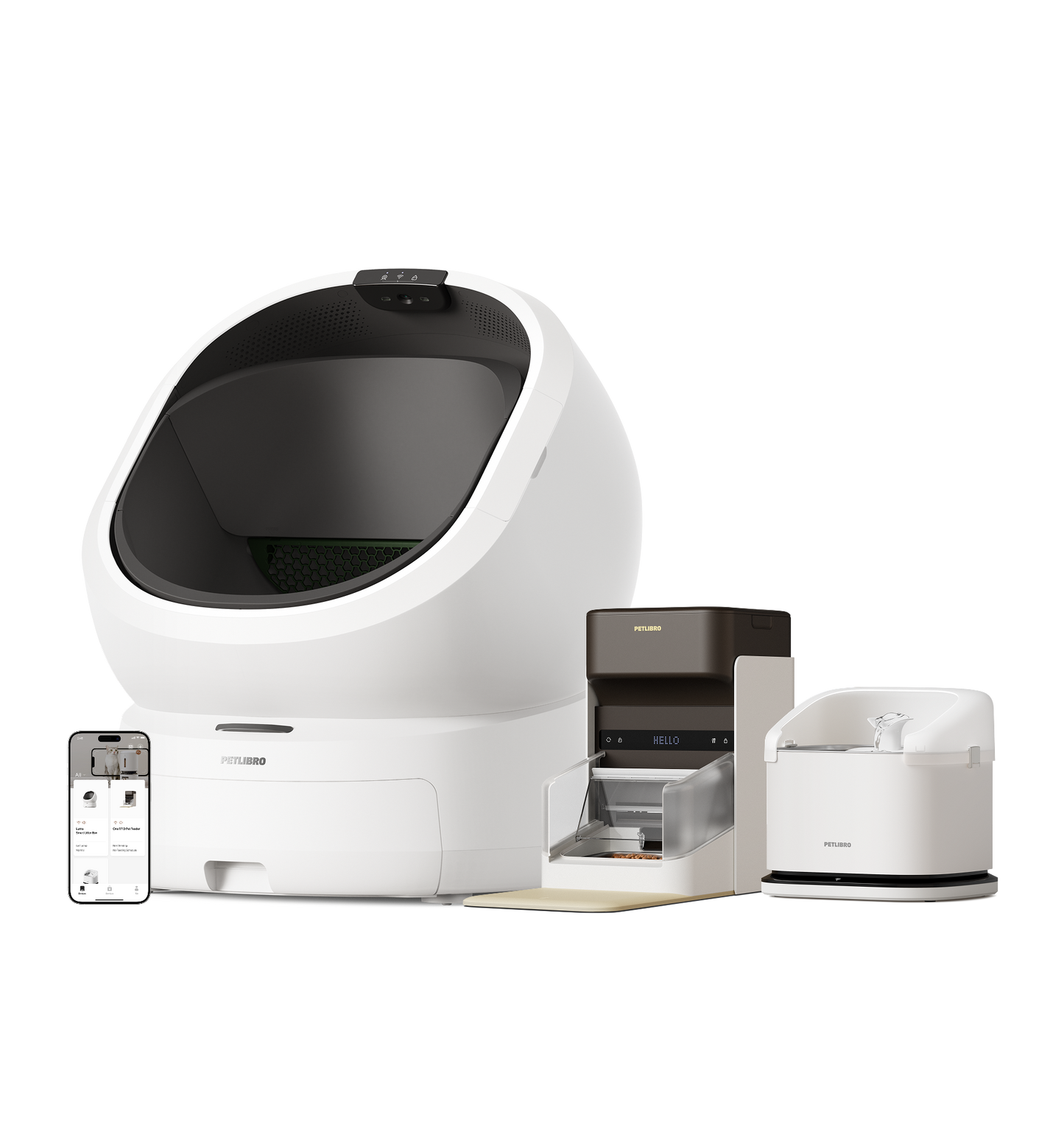 Luma Smart Litter Box & Dockstream RFID Smart Fountain & One RFID Smart Feeder