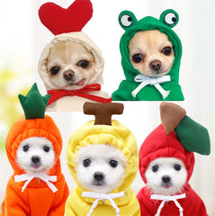 Cute Fruit Hoodie Winter Warm Fleece Dog Sweater for Small Dogs - French Bulldog, Chihuahua, Puppy & Cat Clothing