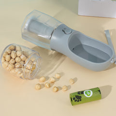 OurPetlly 3-in-1 Portable Dog Water Bottle with Food Container & Waste Bag Dispenser - Built-in Filter