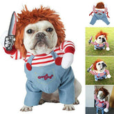 Halloween Dog Costume - Adjustable Scary Horseman Outfit with Wig for Pet Cosplay & Parties