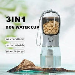 OurPetlly 3-in-1 Portable Dog Water Bottle with Food Container & Waste Bag Dispenser - Built-in Filter