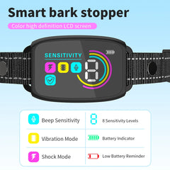 Smart Automatic Anti-Barking Dog Collar with HD Display - Rechargeable, Waterproof Bark Control for Medium to Large Dogs