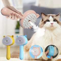 Rechargeable Steam Pet Grooming Brush - Self-Cleaning Deshedding & Massage Brush for Dogs and Cats