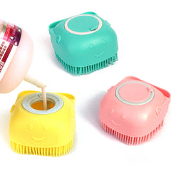 Silicone Pet Bathing & Massage Glove Brush - Dog & Cat Grooming Tool with Shampoo Dispenser