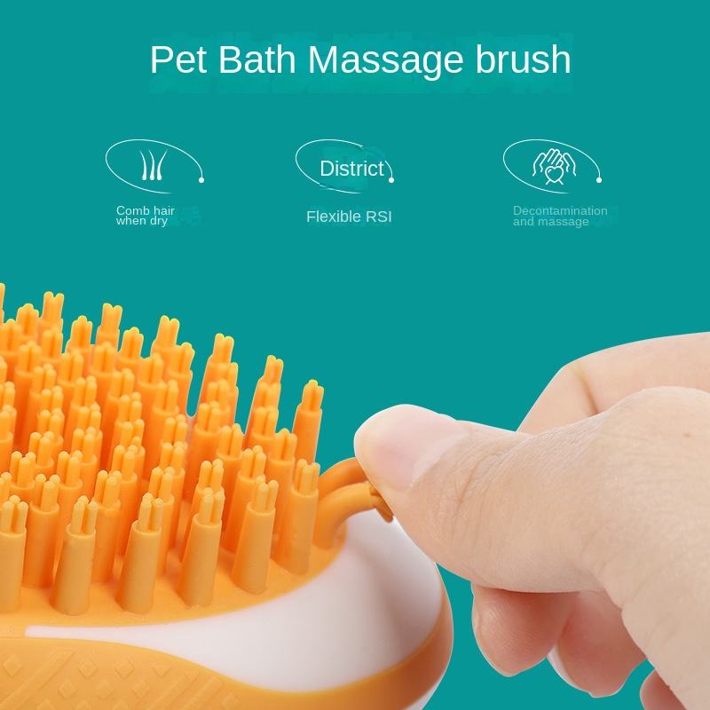 2-in-1 Pet Bath Brush & Massage Comb - Soft Silicone Deshedding Tool for Dogs & Cats