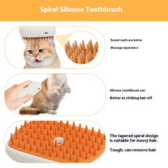 USB Rechargeable Pet Steam Brush & Massage Comb - 3-in-1 Grooming Tool for Cats and Dogs with Spray Function