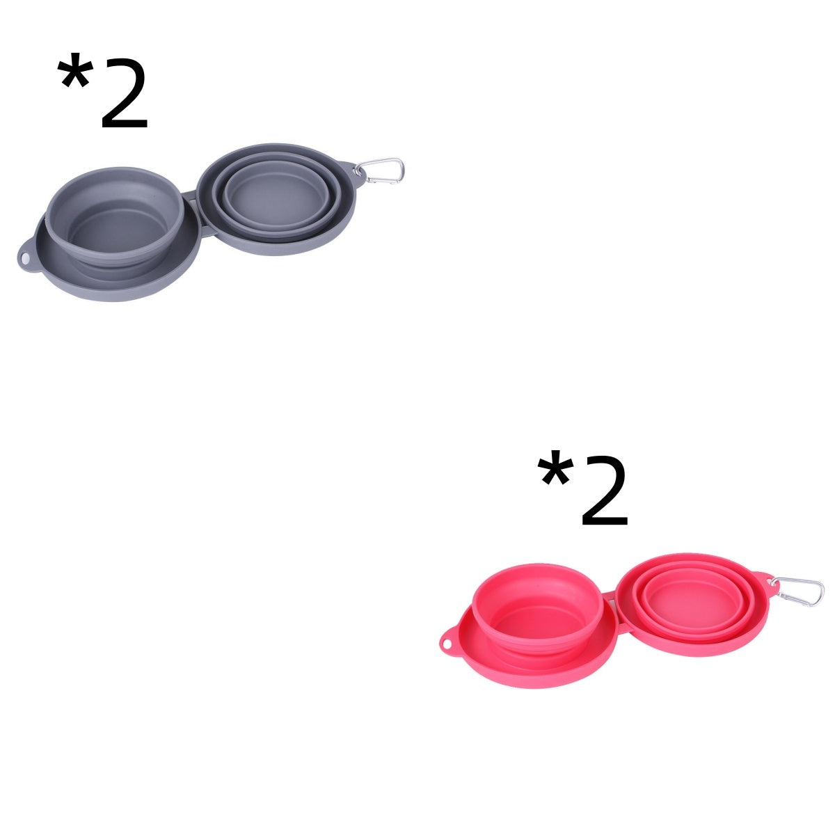 Foldable Double Pet Bowl with Non-Slip Mat - Collapsible Food and Water Dish for Dogs and Cats
