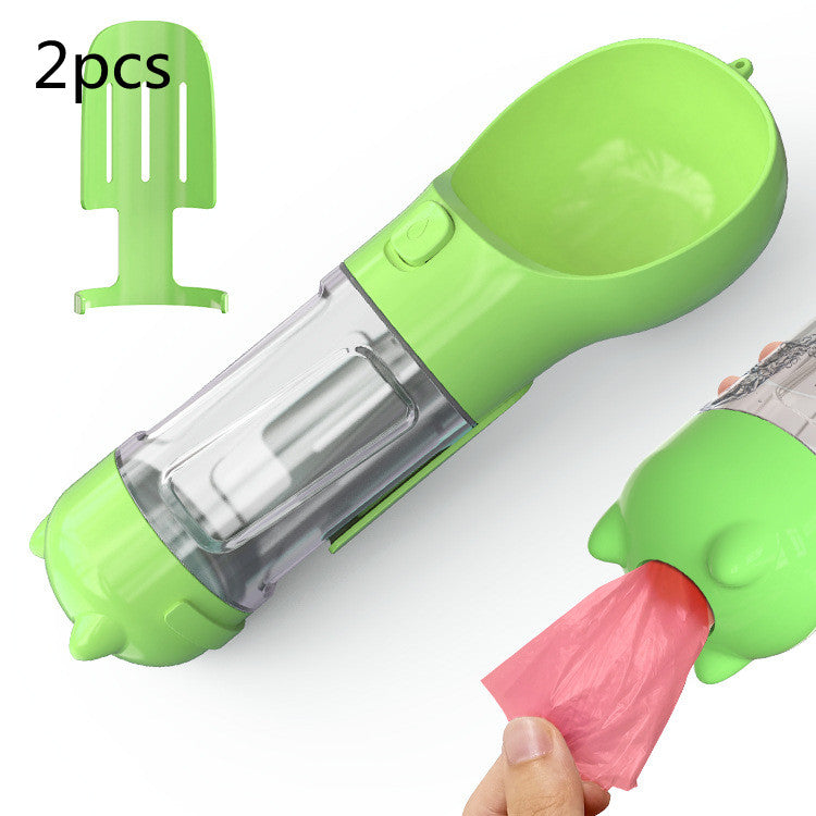 3-in-1 Portable Pet Water Bottle with Bowl & Waste Bag Dispenser | Outdoor Travel Dog & Cat Feeder