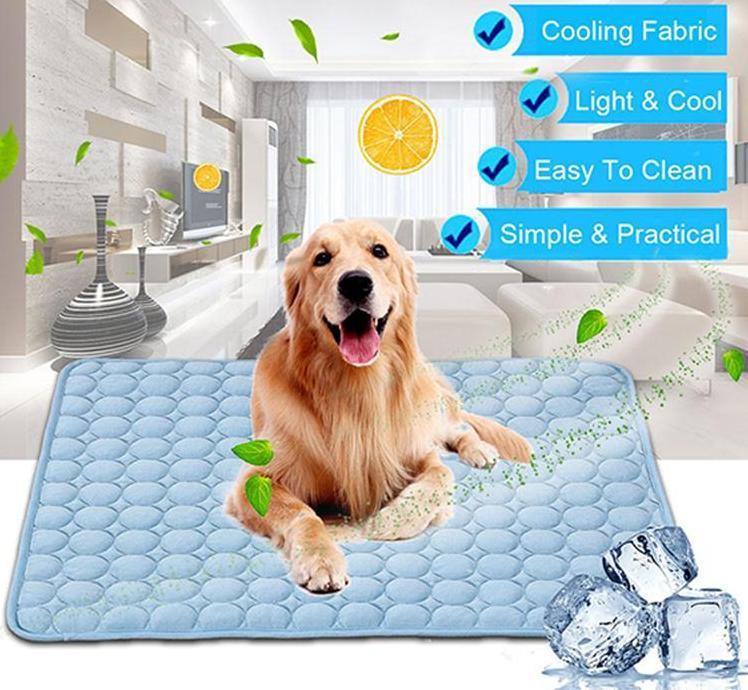 Self-Cooling Ice Silk Pet Pad - Instant Cooling Bed Mat for Dogs & Cats in Summer, No Water Needed (Multiple Sizes)