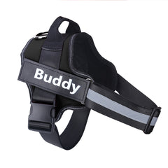 Personalized No-Pull Reflective Dog Harness - Adjustable Breathable Vest with Custom Patch for Small to Large Dogs