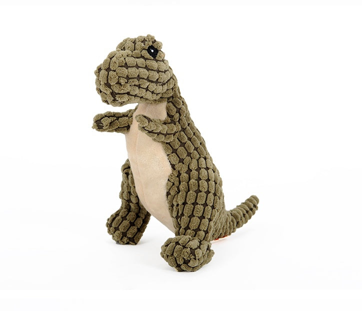 Durable Dinosaur Plush Dog Toy with Squeaker - Interactive Chew Toy for Large & Small Dogs