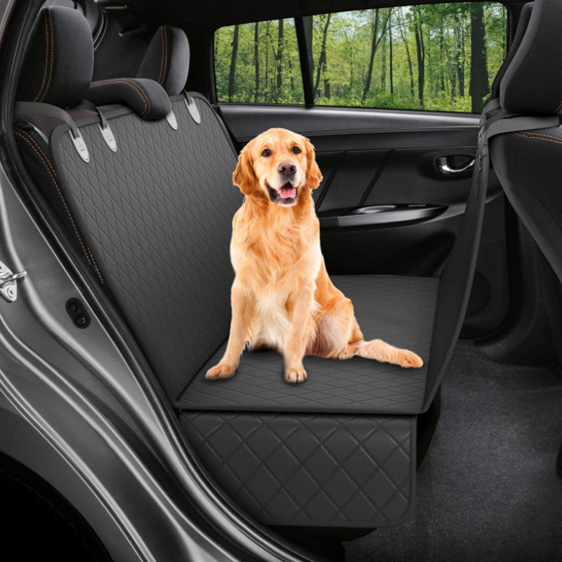 Dog Car Seat Cover Hammock with View Mesh Windows - 100% Waterproof Pet Back Seat Protector Mat for Travel, Includes Zipper & Storage Pocket