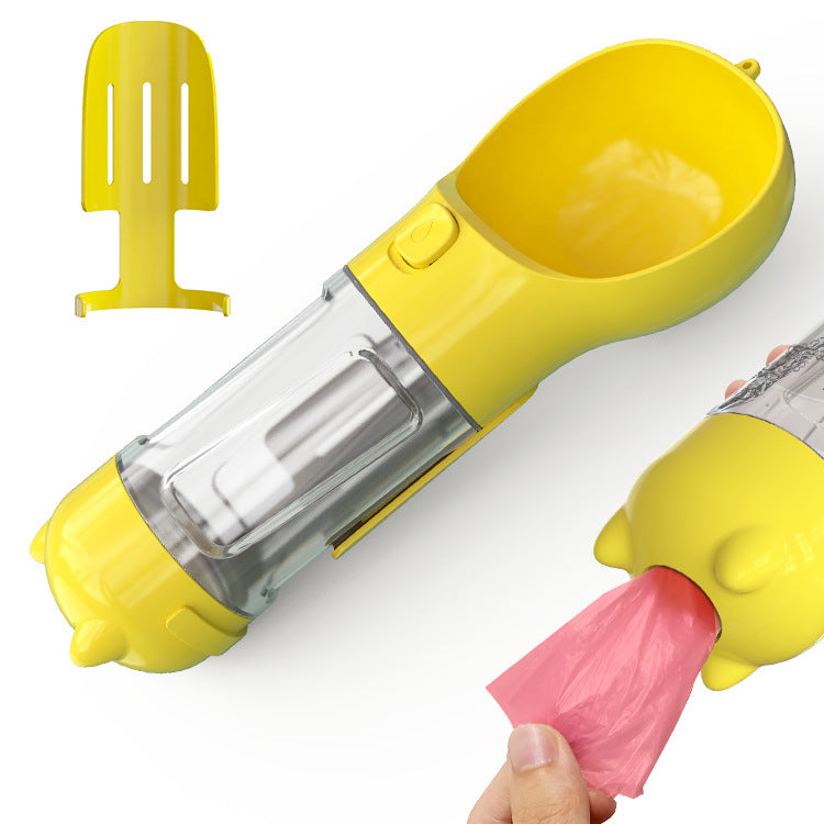 3-in-1 Portable Pet Water Bottle with Bowl & Waste Bag Dispenser | Outdoor Travel Dog & Cat Feeder