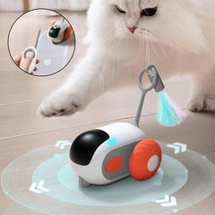 Remote Control Cat Toy Car - Automatic Self-Moving with Obstacle Avoidance & USB Charging - Interactive Pet Toy for Cats