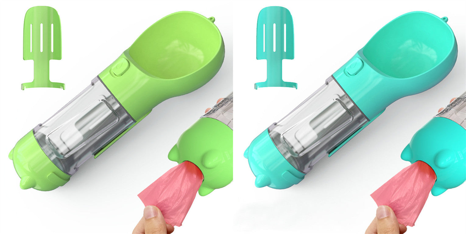 3-in-1 Portable Pet Water Bottle with Bowl & Waste Bag Dispenser | Outdoor Travel Dog & Cat Feeder