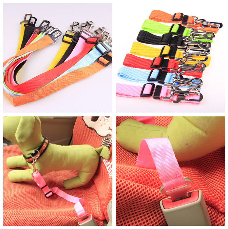 Fixed-Length Polyester Dog Seatbelt Leash - Adjustable Car Safety Strap for Small to Medium Pets (5-20kg)