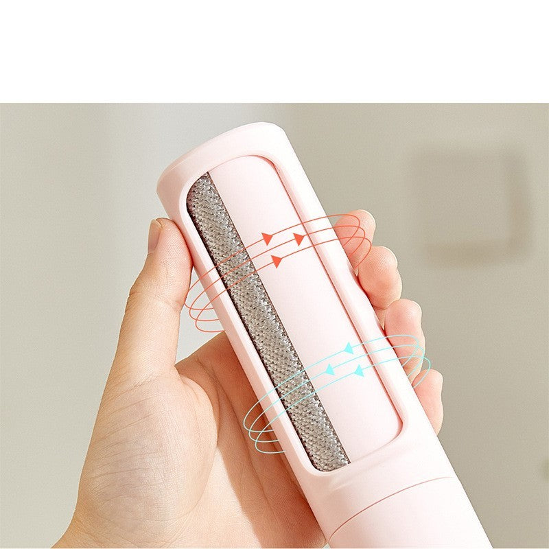 2-in-1 Self-Cleaning Pet Hair Remover Brush & Lint Roller - Portable, Reusable Tool for Cat & Dog Fur on Furniture, Clothes, and Carpet