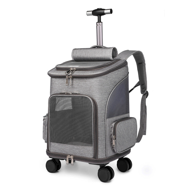 Portable Folding Pet Carrier Backpack with Wheels - Convertible Trolley & Backpack for Cats and Small Dogs, Airline Approved