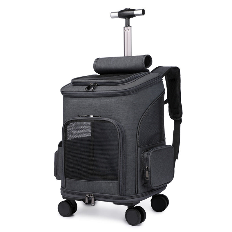 Portable Folding Pet Carrier Backpack with Wheels - Convertible Trolley & Backpack for Cats and Small Dogs, Airline Approved