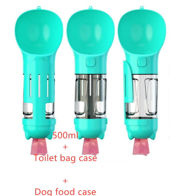 3-in-1 Portable Pet Water Bottle with Bowl & Waste Bag Dispenser | Outdoor Travel Dog & Cat Feeder