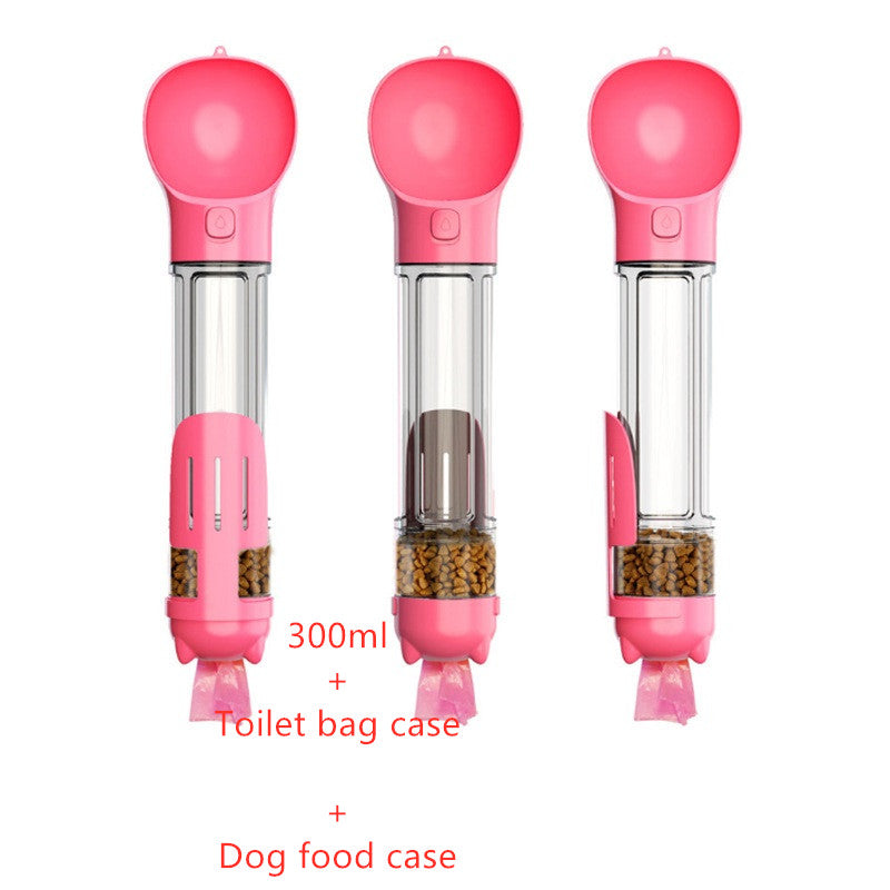 3-in-1 Portable Pet Water Bottle with Bowl & Waste Bag Dispenser | Outdoor Travel Dog & Cat Feeder