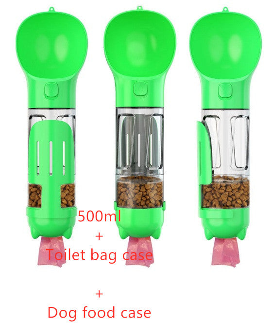 3-in-1 Portable Pet Water Bottle with Bowl & Waste Bag Dispenser | Outdoor Travel Dog & Cat Feeder