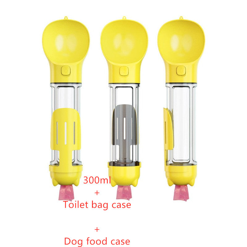 3-in-1 Portable Pet Water Bottle with Bowl & Waste Bag Dispenser | Outdoor Travel Dog & Cat Feeder