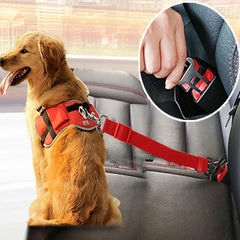 Adjustable Dog Car Seat Belt & Safety Harness - Retractable Vehicle Pet Restraint for Cats and Small Dogs