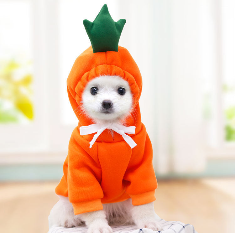 Cute Fruit Hoodie Winter Warm Fleece Dog Sweater for Small Dogs - French Bulldog, Chihuahua, Puppy & Cat Clothing
