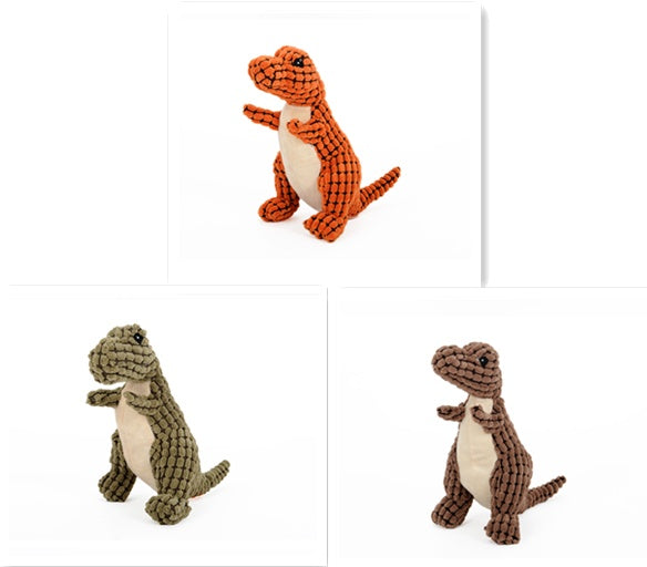 Durable Dinosaur Plush Dog Toy with Squeaker - Interactive Chew Toy for Large & Small Dogs