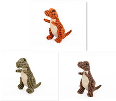 Durable Dinosaur Plush Dog Toy with Squeaker - Interactive Chew Toy for Large & Small Dogs