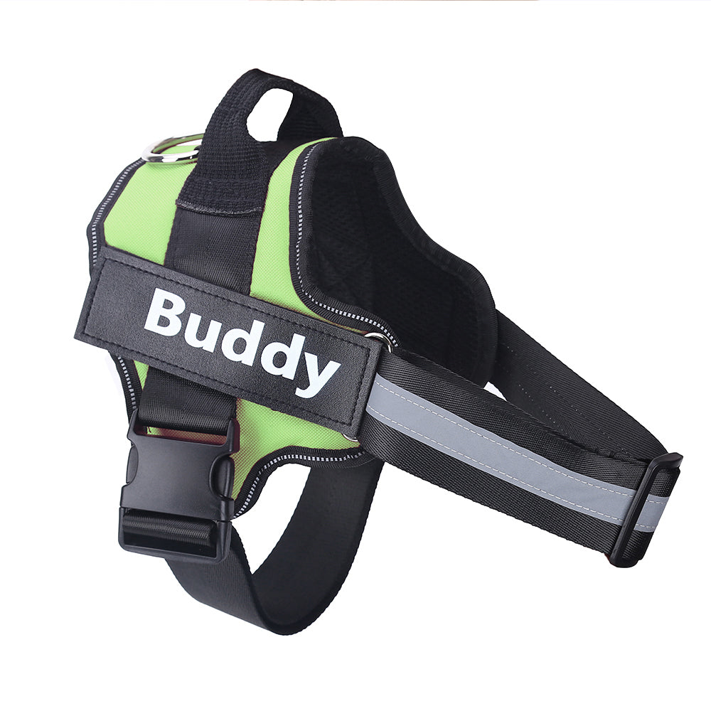 Personalized No-Pull Reflective Dog Harness - Adjustable Breathable Vest with Custom Patch for Small to Large Dogs