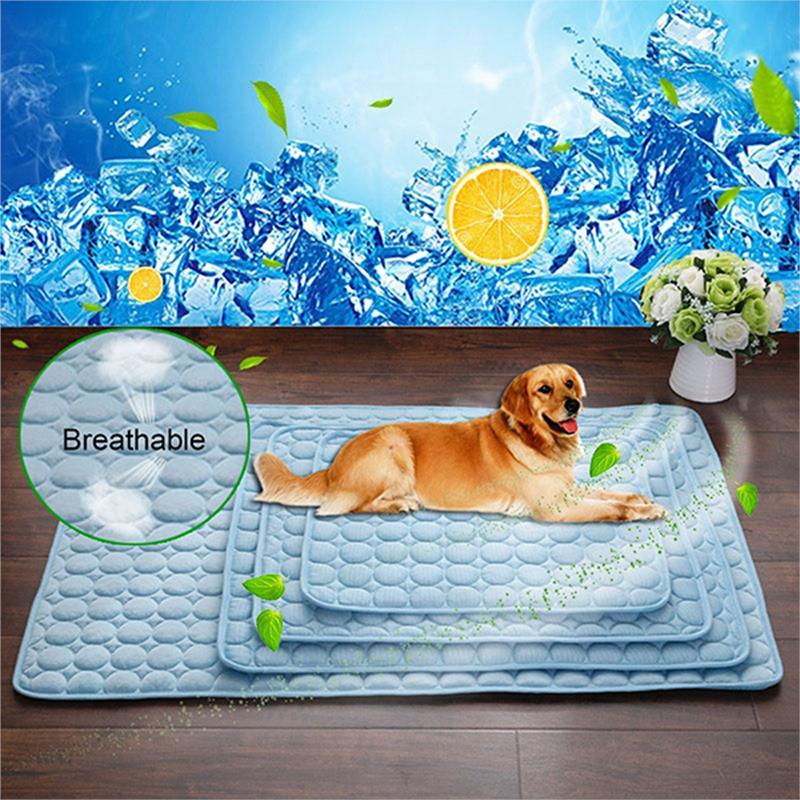 Self-Cooling Ice Silk Pet Pad - Instant Cooling Bed Mat for Dogs & Cats in Summer, No Water Needed (Multiple Sizes)