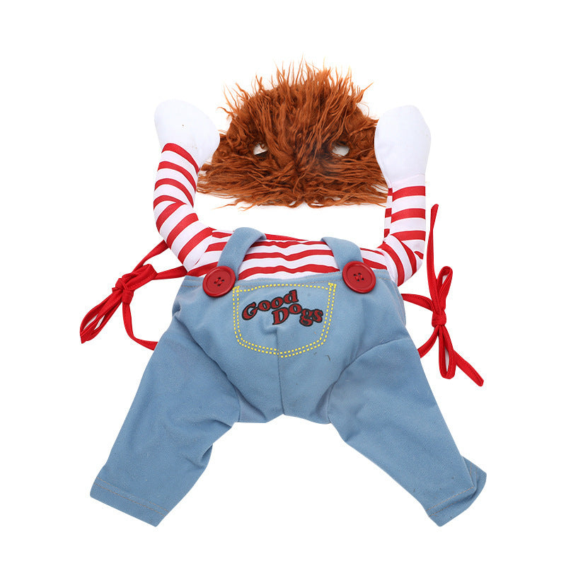 Halloween Dog Costume - Adjustable Scary Horseman Outfit with Wig for Pet Cosplay & Parties