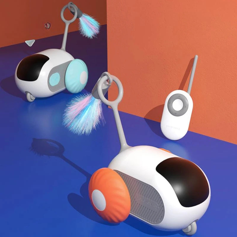 Remote Control Cat Toy Car - Automatic Self-Moving with Obstacle Avoidance & USB Charging - Interactive Pet Toy for Cats