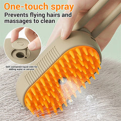3-in-1 Electric Steam Pet Brush - USB Rechargeable Dog & Cat Grooming Brush for Hair Removal, Detangling & Massage