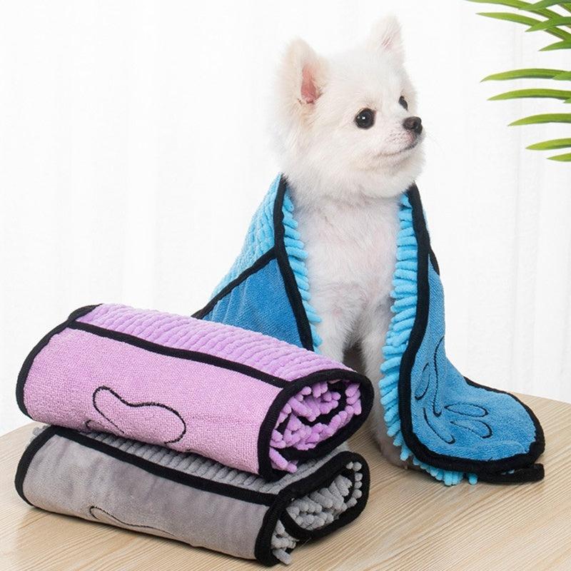 Ourpetlly Super Absorbent Microfiber Pet Drying Towel for Dogs and Cats - Quick Dry, Soft Chenille (Multiple Colors)
