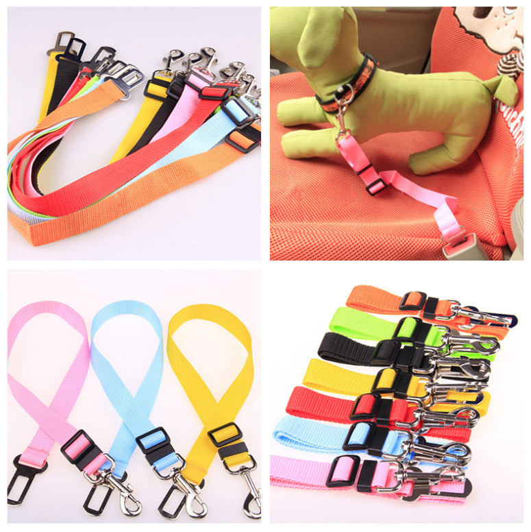 Fixed-Length Polyester Dog Seatbelt Leash - Adjustable Car Safety Strap for Small to Medium Pets (5-20kg)