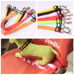 Fixed-Length Polyester Dog Seatbelt Leash - Adjustable Car Safety Strap for Small to Medium Pets (5-20kg)