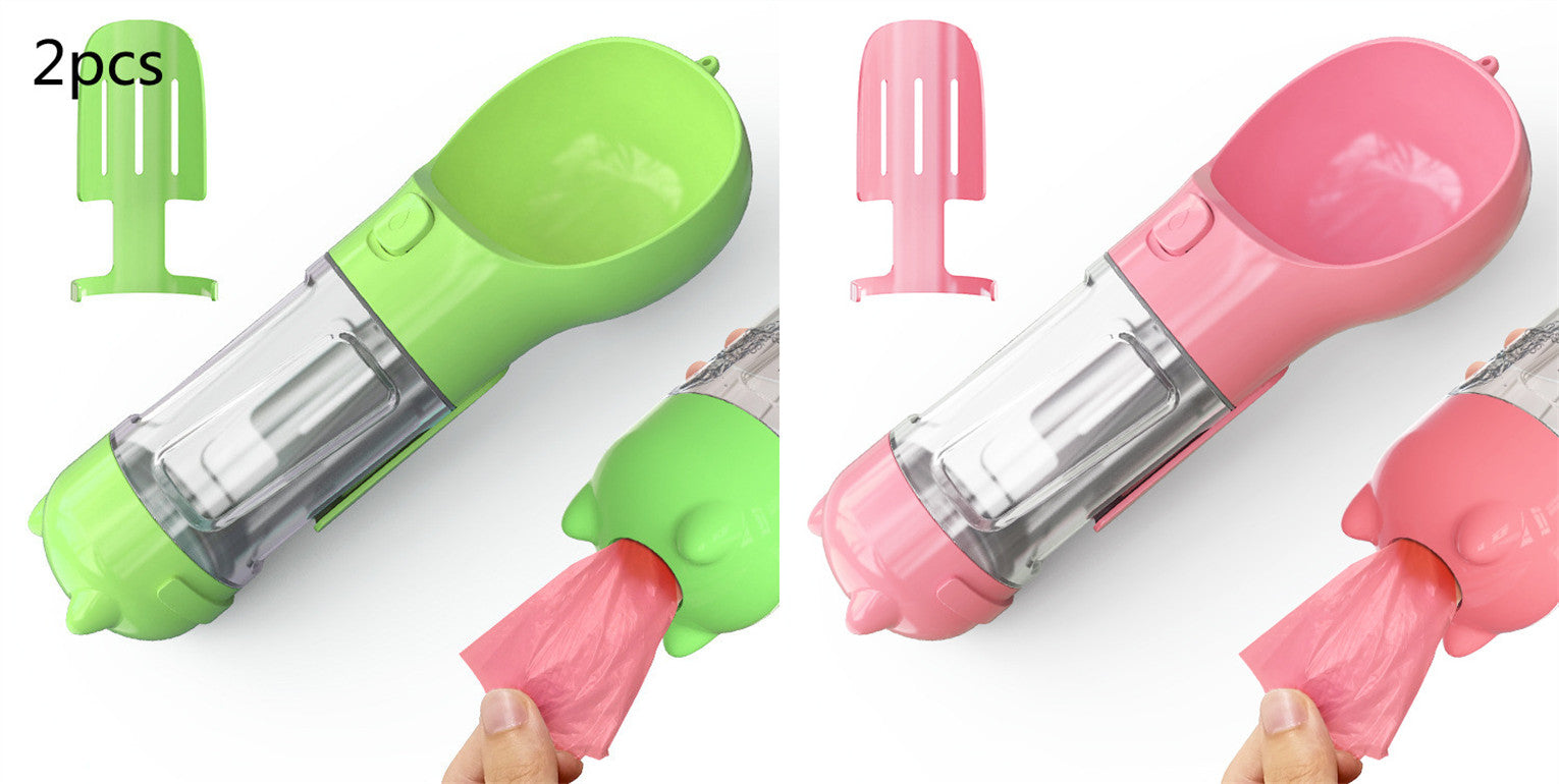 3-in-1 Portable Pet Water Bottle with Bowl & Waste Bag Dispenser | Outdoor Travel Dog & Cat Feeder