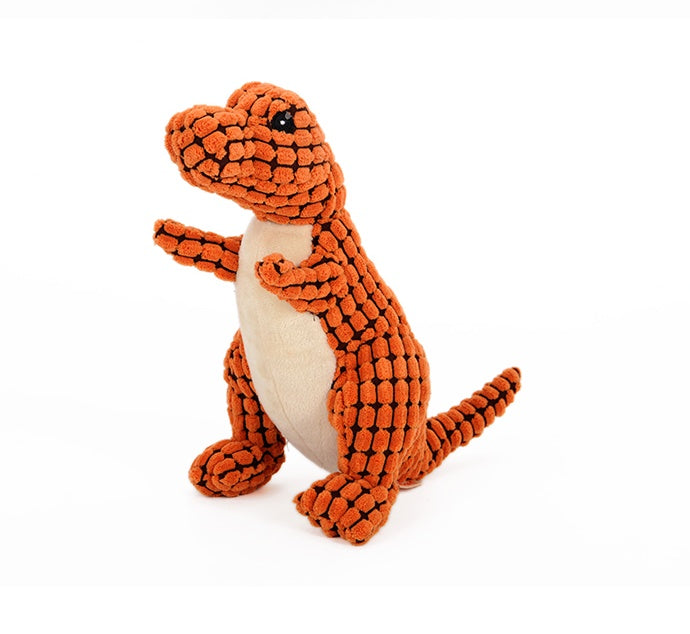 Durable Dinosaur Plush Dog Toy with Squeaker - Interactive Chew Toy for Large & Small Dogs