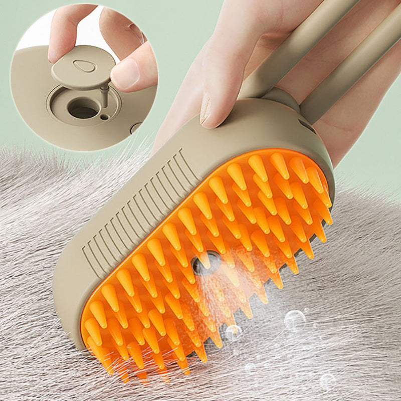 3-in-1 Electric Steam Pet Brush - USB Rechargeable Dog & Cat Grooming Brush for Hair Removal, Detangling & Massage