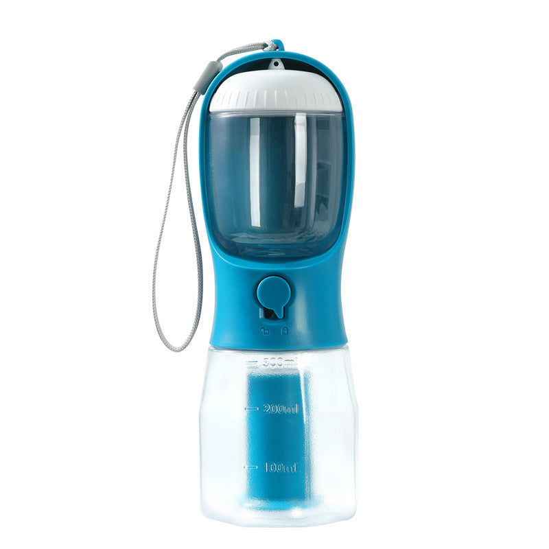 OurPetlly 3-in-1 Portable Dog Water Bottle with Food Container & Waste Bag Dispenser - Built-in Filter
