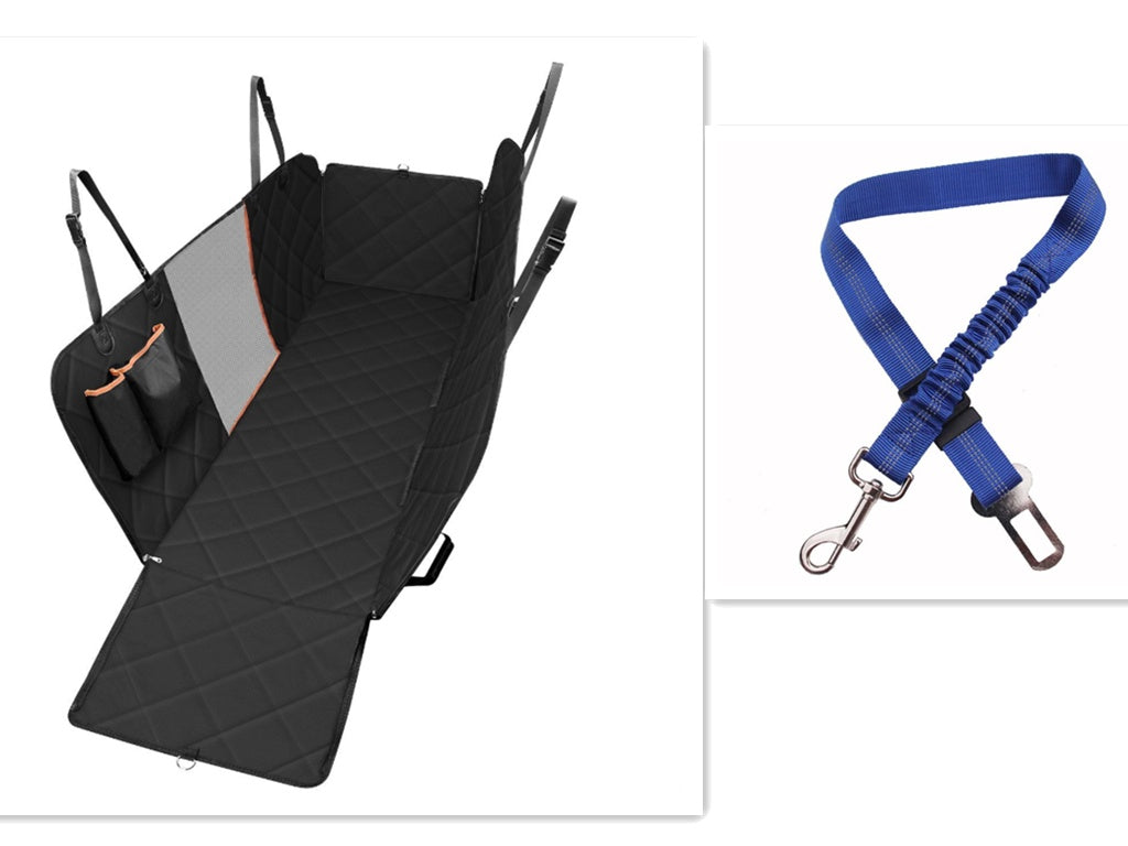 Dog Car Seat Cover Hammock with View Mesh Windows - 100% Waterproof Pet Back Seat Protector Mat for Travel, Includes Zipper & Storage Pocket