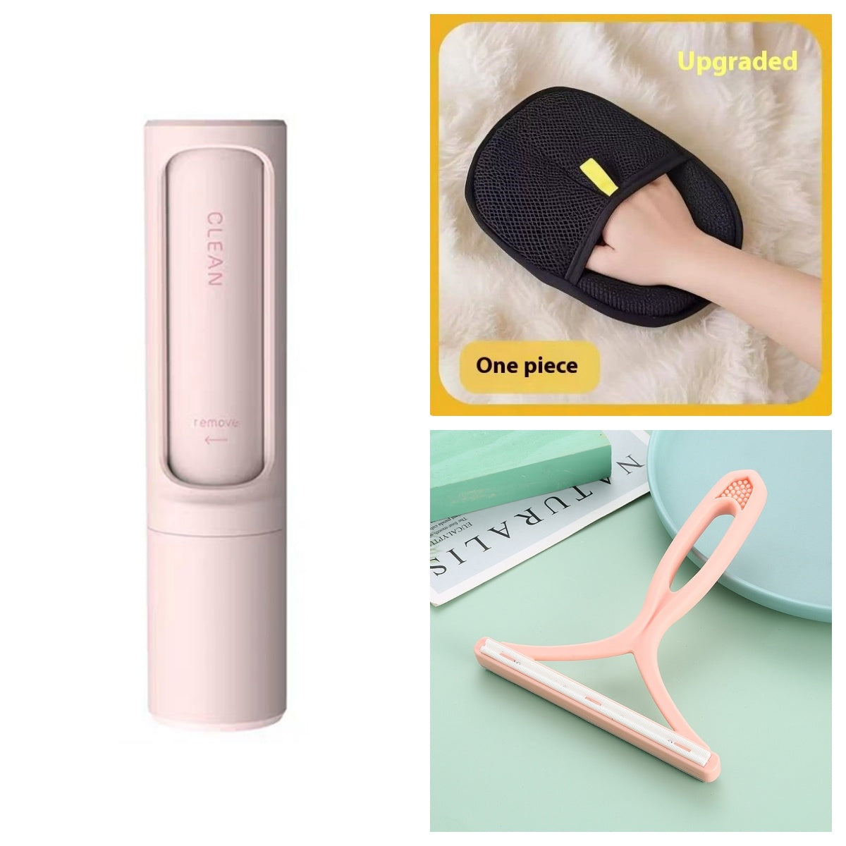 2-in-1 Self-Cleaning Pet Hair Remover Brush & Lint Roller - Portable, Reusable Tool for Cat & Dog Fur on Furniture, Clothes, and Carpet